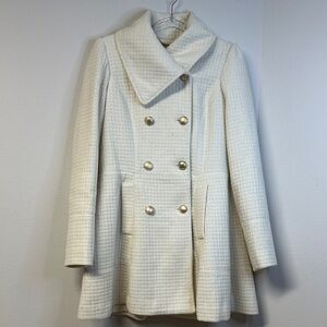 Worthington Cream Double-Breasted Wool Blend Pea Coat Size L